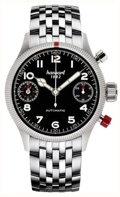 Hanhart PIONEER TwinDicator Automatic Chronograph (45mm) Black Dial / Stainless Steel Bracelet 731.210-6428