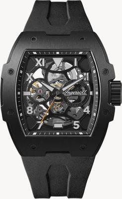 Ingersoll THE PLAY Automatic (45.2mm) Black Skeleton Dial / Black Rubber Strap I15302