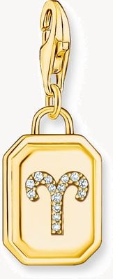 Thomas Sabo Gold-Plated Charm Pendant Zodiac Sign Aries With Zirconia 2159-414-39
