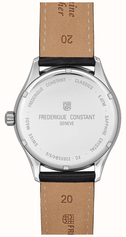 Frederique Constant Classics Quartz Date (40mm) Cream Clous de Paris Guilloché / Black Leather Strap FC-220CR5B6 - alternate view 3
