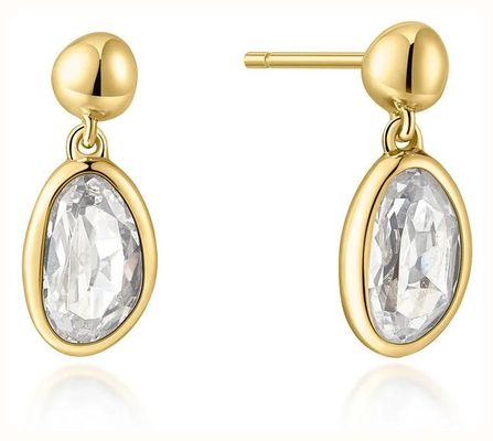 Ania Haie Gold Bezel Organic Pebble Dangle Stud Earrings E076-06G