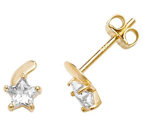 James Moore TH ES603 9k Yellow Gold Cubic Zirconia Star Jewellery
