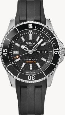 MIDO Ocean Star 200 Automatic (41mm) Textured Black Dial / Black Rubber Strap Watch M0269301705100