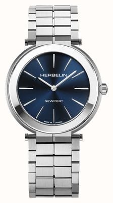 Herbelin Newport Slim Quartz (40mm) Blue Sunray Dial / Stainless Steel Bracelet 19522B15S