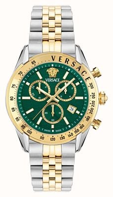 Versace CHRONO MASTER (44mm) Green Chronograph Dial / Two-Tone Stainless Steel Bracelet VE8R00524