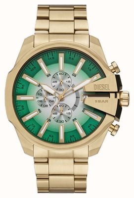Diesel Mega Chief Slim Chronograph (49mm) Green Gradient Dial / Gold PVD Stainless Steel Bracelet DZ4684