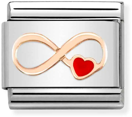 Nomination Classic Heart 9ct Rose Gold & Steel Enamel Charm 430202/12