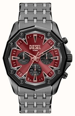 Diesel Stinger Quartz Chrono (46mm) Burgundy Sunray Dial / Gunmetal PVD Stainless Steel Bracelet DZ4715