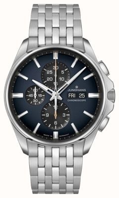 Junghans Meister S Chronoscope (English Date) | Blue Black Dial | Stainless Steel Bracelet 27/4228.45