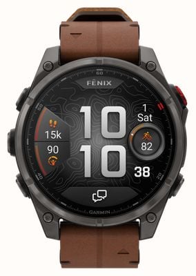 Garmin Fenix 8 Pro 47mm AMOLED Sapphire Premium Multisport GPS Carbon Grey DLC with Chestnut Leather + Black Silicone Strap 010-03198-40