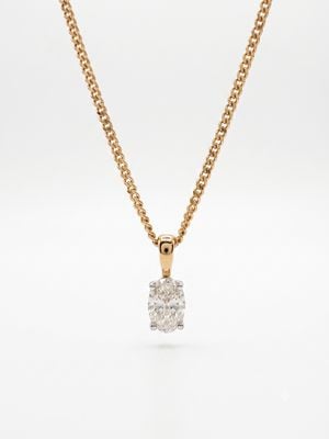 9ct Yellow Gold Oval Pendant 0.49ct Fsi2 J97142