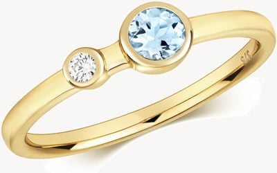 Treasure House 9ct  Yellow Gold Dia.03ct Aquamarine.22ct Ring Size P RD492AQ/P
