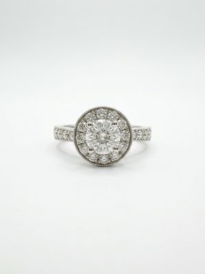 Round Brilliant Natural Diamond Platinum Halo Ring J62058