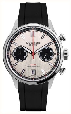 Duckworth Prestex Lostock Quartz Chronograph (40mm) Silver Panda Dial / Black Rubber Strap D547-11 AR