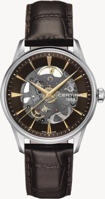Certina DS-1 Skeleton Automatic (40mm) Brown Skeleton Dial / Brown Leather Strap C0299071608100