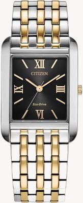 Citizen Eco-Drive Dress Classic (26.5mm) Black Sunray Dial / Two-Tone Stainless Steel Bracelet BJ6574-59E