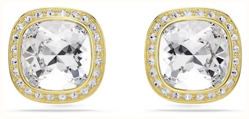 Swarovski Una Angelic stud earrings, Cushion cut, White, 18K gold finish 5764762