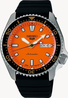 Seiko 5 Sports SKX Redux Automatic (42.5mm) Daichi Orange Dial / Black Silicone Strap SRPL89K1
