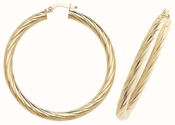 James Moore TH 9ct Yellow Gold 40mm Hoop Earrings ER1059-40