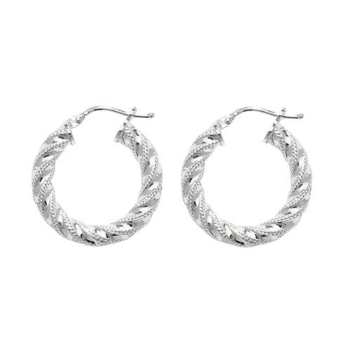 James Moore TH G5208-15 Sterling Silver Diamond Cut Hoop Jewellery