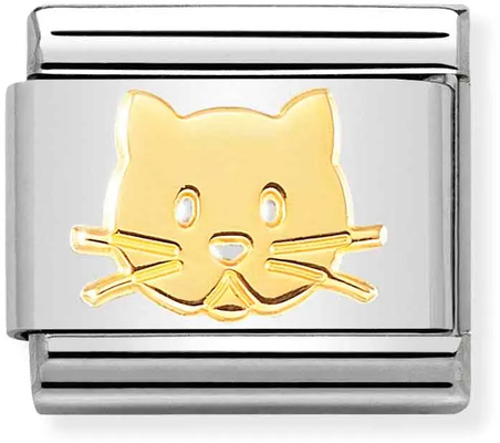 Nomination Classic Cat 18ct Gold & Steel Charm 030162/53