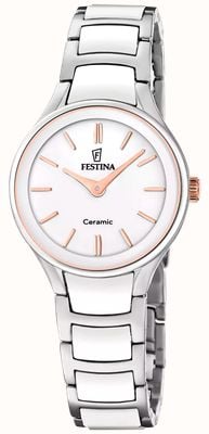 Festina Ceramic Quartz (30.5mm) White Dial / Stainless Steel & White Ceramic Bracelet F20752/1