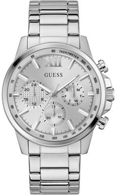 Guess Men's Walker Silver-Tone Sunray Dial Silver-Tone Stainless Steel Bracelet GW0900G6