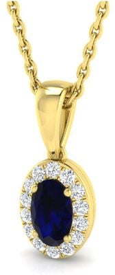 9ct Yellow Gold Diamond And Sapphire Oval Necklace SP5968(BS1-YG)