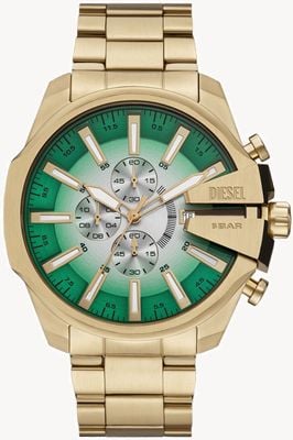 Diesel Mega Chief Slim Chronograph (49mm) Green Gradient Dial / Gold PVD Stainless Steel Bracelet DZ4684