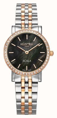 Roamer Scala Crystal (28mm) Black Mother-of-Pearl Dial / Two-Tone Stainless Steel Bracelet 976830 49 80 50