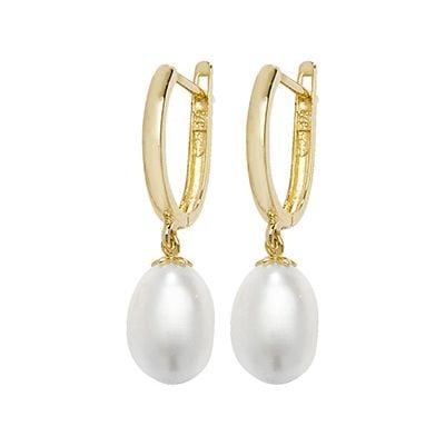 Treasure House ER1143 9k Yellow Gold Drop Pearl Earrings Jewellery
