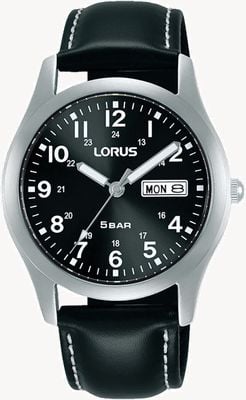 Lorus Classic Day/Date (38mm) Black Sunray Dial / Black Leather RXN79DX9