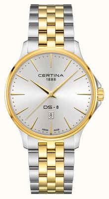 Certina DS-8 Gent Quartz (40mm) Silver Dial / Two-Tone Stainless Steel Bracelet C0454102203100
