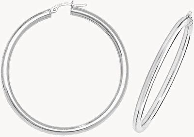 9ct White Gold 40mm Hoop Earrings ER504W