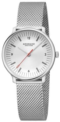 Mondaine Doppio (33mm) Off-White Dial / Stainless Steel Mesh Bracelet MLE.33110.SM