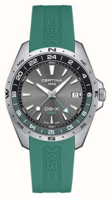 Certina DS-X Quartz GMT (41mm) Grey Dial / Green Silicone Strap C0474521708100