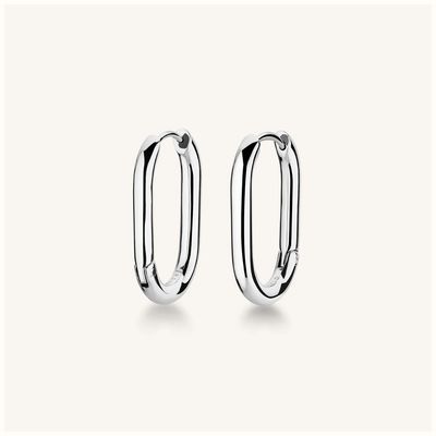 Rosefield Jewellery Large Oval Silver Stainless Steel Hoops JEOLS-J568