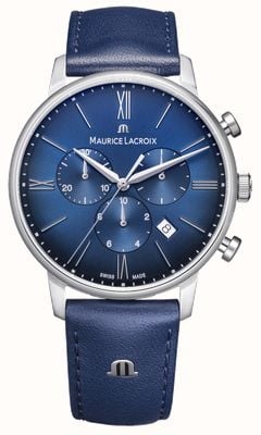 Maurice Lacroix Eliros Chronograph (40mm) Blue Dial / Blue Leather Strap EL1098-SS001-410-4