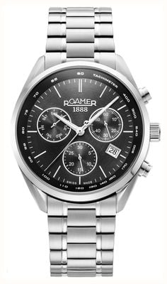 Roamer Men's Pro Chrono (42mm) Black Dial / Stainless Steel Bracelet 993819 41 85 20