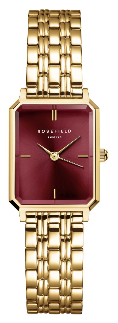 Rosefield OBGSG-O83 Octagon XS (19.5mm) Burgundy Dial / Gold Watch
