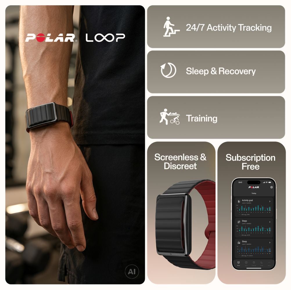 Polar Loop Black Cherry Magnetic Silicone - Screen-Free Wearable Health Band & Fitness Tracker Watch 920121267 - alternate view 5