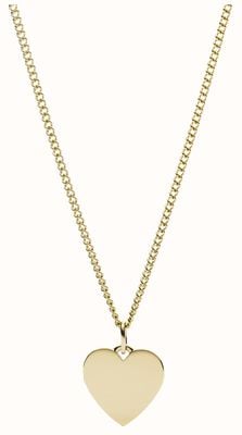 Fossil Women's Drew Heart Pendant Gold-Tone Stainless Steel Necklace JF03080710