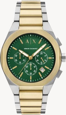 Armani Exchange Men's Quartz Chronograph (42mm) Green Dial / Two-Tone Stainless Steel Bracelet AX4184