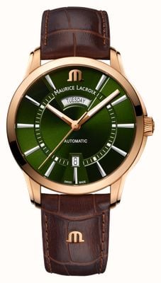 Maurice Lacroix Pontos Day Date (41mm) Green Dial / Brown Leather PT6358-BRZ01-63E-3