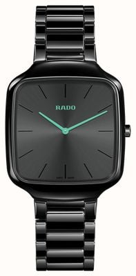 RADO True Square Thinline Turquoise (37mm) Black Dial / Black High-Tech Ceramic Bracelet R27054152