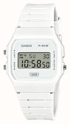 Casio F-91 Series Digital (38.2mm) White Digital Dial / White Rubber Strap F-91WB-7AEF