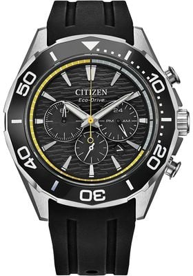 Citizen Eco-Drive Sport Chronograph (43mm) Black Dial / Black Rubber Strap CA4730-08E
