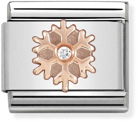 Nomination Classic Snowflake 9ct Rose Gold & Steel Charm 430305/23