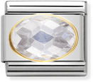 Nomination Classic FACETED CUBIC Zirconia Stainless Steel And 18ct Gold White Charm 030601/010