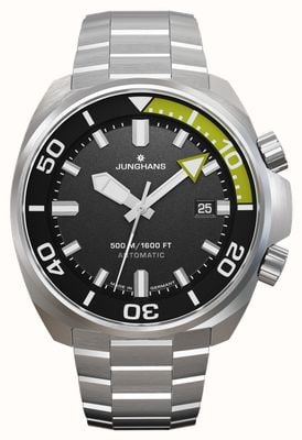 Junghans Aquaris Diver Automatic (46.9mm) Matte Grey Dial / Stainless Steel Bracelet + Black Rubber Strap 27/4267.44